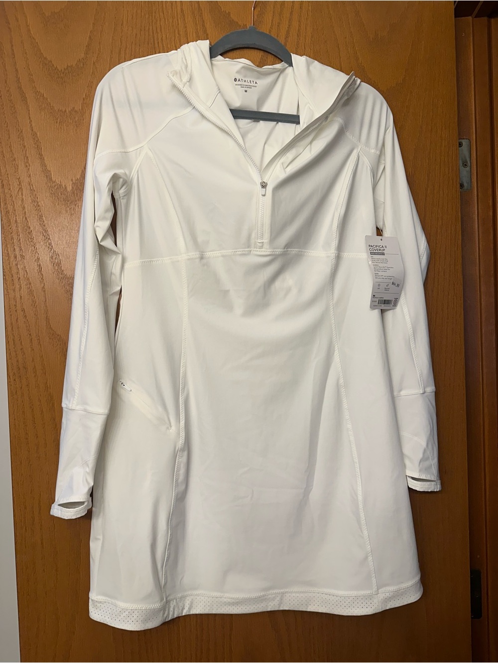 Athleta White Hooded Long-Sleeve CoverUp with Quarter Zip